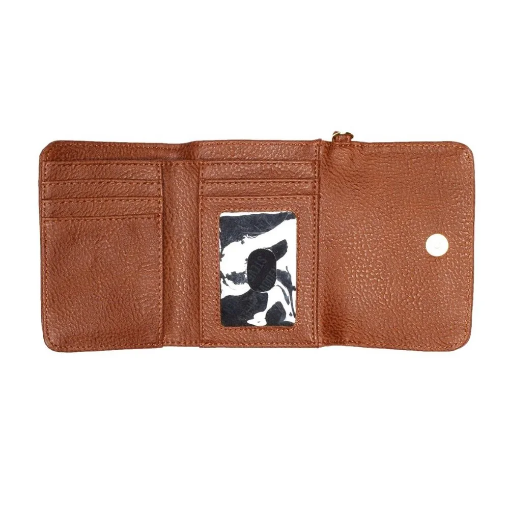 Steve Madden NEW French Wallet Wristlet Money Holder Vegan NWT BLACK GOLD Gift!